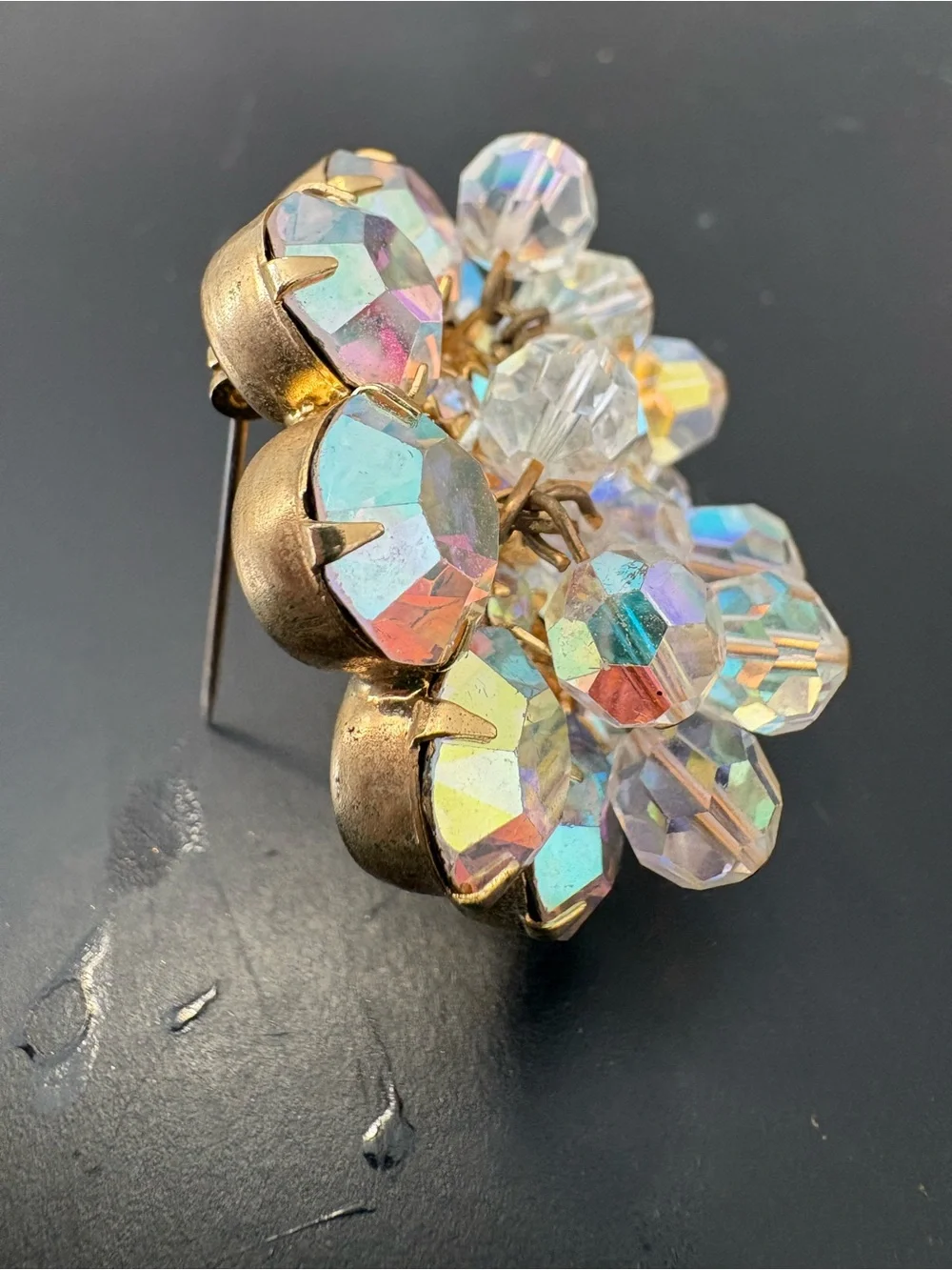 Vintage AB Crystal Brooch and Earrings Juliana D & E